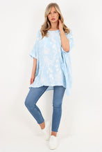 Load image into Gallery viewer, Italian Made Cotton Top ~ Dandelion Sky Blue ~ Free Size
