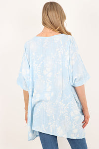 Italian Made Cotton Top ~ Dandelion Sky Blue ~ Free Size