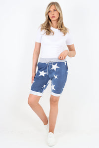 Italian Stretch Cotton Shorts Star Blue