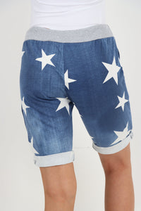 Italian Stretch Cotton Shorts Star Blue