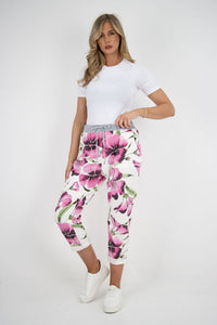 Italian Stretch Cotton Trousers ~ Hibiscus Fuschia