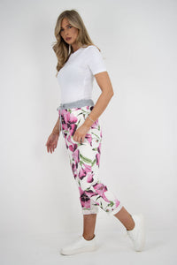 Italian Stretch Cotton Trousers ~ Hibiscus Fuschia