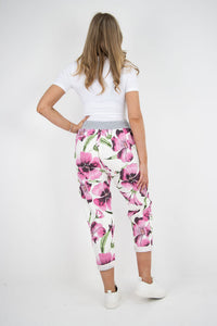 Italian Stretch Cotton Trousers ~ Hibiscus Fuschia