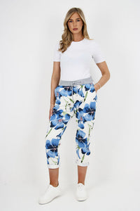 Italian Stretch Cotton Trousers ~ Hibiscus Blue