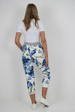 Load image into Gallery viewer, Italian Stretch Cotton Trousers Flower Blue
