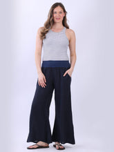 Load image into Gallery viewer, Made in Italy Wide Leg Linen Trousers ~ Navy
