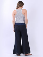 Load image into Gallery viewer, Made in Italy Wide Leg Linen Trousers ~ Navy
