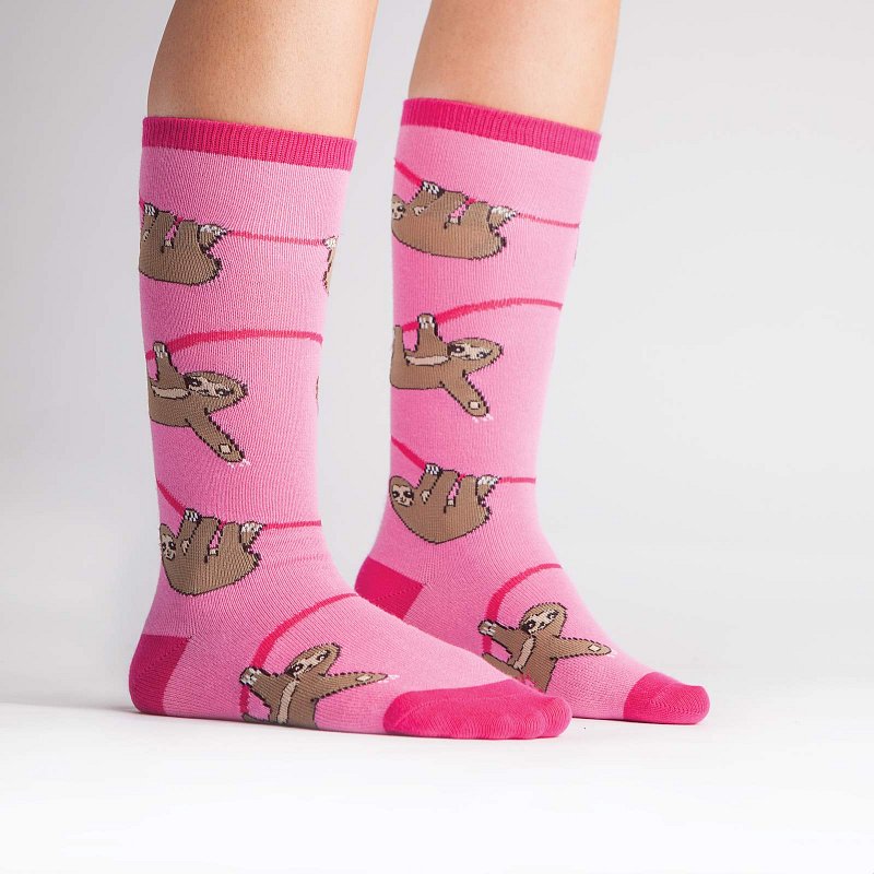 Pink Sloth Knee Highs ~ Sock it to Me ~ Fit 3-6yrs, Sz 8-13