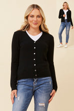 Load image into Gallery viewer, Caroline Morgan Viscose Blend V Neck Cardigan ~ Black
