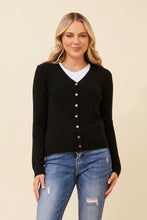 Load image into Gallery viewer, Caroline Morgan Viscose Blend V Neck Cardigan ~ Black
