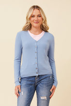 Load image into Gallery viewer, Caroline Morgan Viscose Blend V Neck Cardigan ~ Misty Blue
