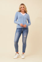 Load image into Gallery viewer, Caroline Morgan Viscose Blend V Neck Cardigan ~ Misty Blue
