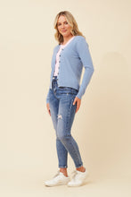 Load image into Gallery viewer, Caroline Morgan Viscose Blend V Neck Cardigan ~ Misty Blue
