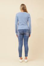 Load image into Gallery viewer, Caroline Morgan Viscose Blend V Neck Cardigan ~ Misty Blue
