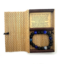 Load image into Gallery viewer, Crystal Bracelet 10mm ~ Lavastone &amp; Dark Blue Banded Agate
