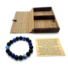 Load image into Gallery viewer, Crystal Bracelet 10mm ~ Lavastone &amp; Dark Blue Banded Agate
