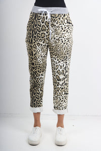 Italian Stretch Cotton Trousers ~ Leopard ~ ONE SIZE