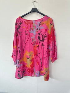 Italian Made Cotton Top Splash Print ~ Pink Sz 8-18