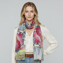 Load image into Gallery viewer, Orchid Bloom Botanical ~ Cotton/Modal Wearable Art Scarf
