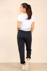 Italian Stretch Cotton Trousers ~ Solid Navy