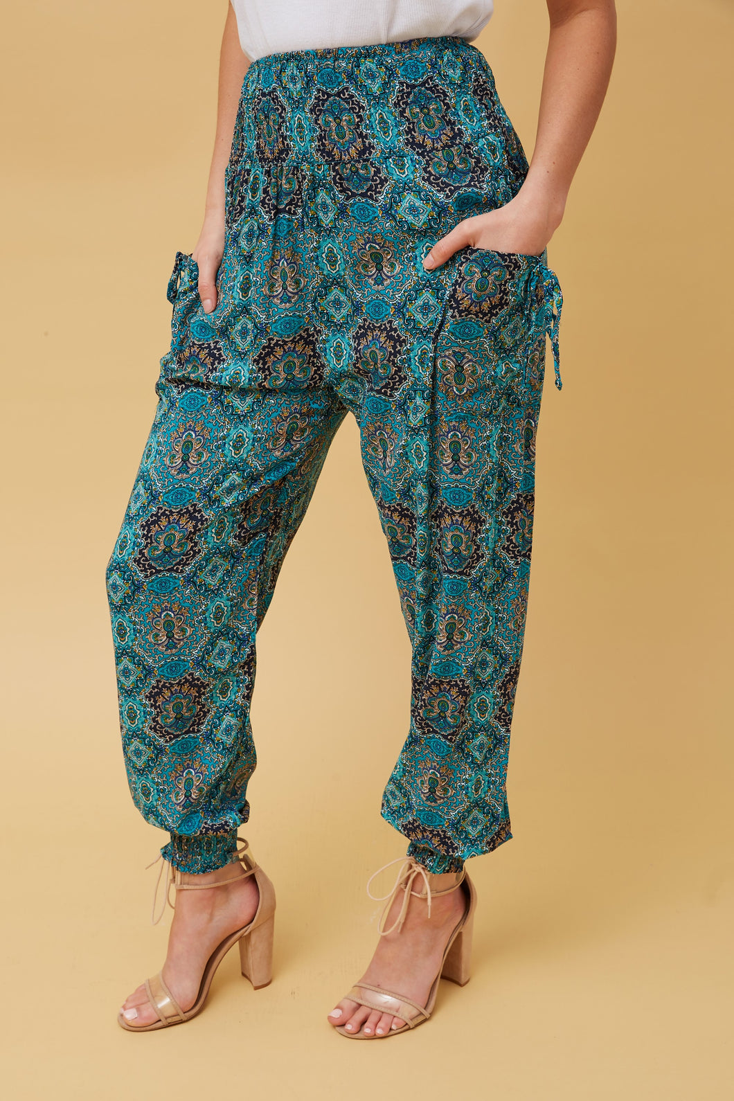 Caroline Morgan Relaxed Tahani Harem Pants ~ Green