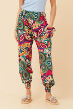 Load image into Gallery viewer, Caroline Morgan Relaxed Paisley Harem Pants ~ Rainbow
