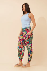 Caroline Morgan Relaxed Paisley Harem Pants ~ Rainbow