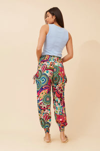 Caroline Morgan Relaxed Paisley Harem Pants ~ Rainbow