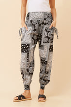 Load image into Gallery viewer, Caroline Morgan Relaxed Patchwork Print Harem Pants ~ B&amp;W
