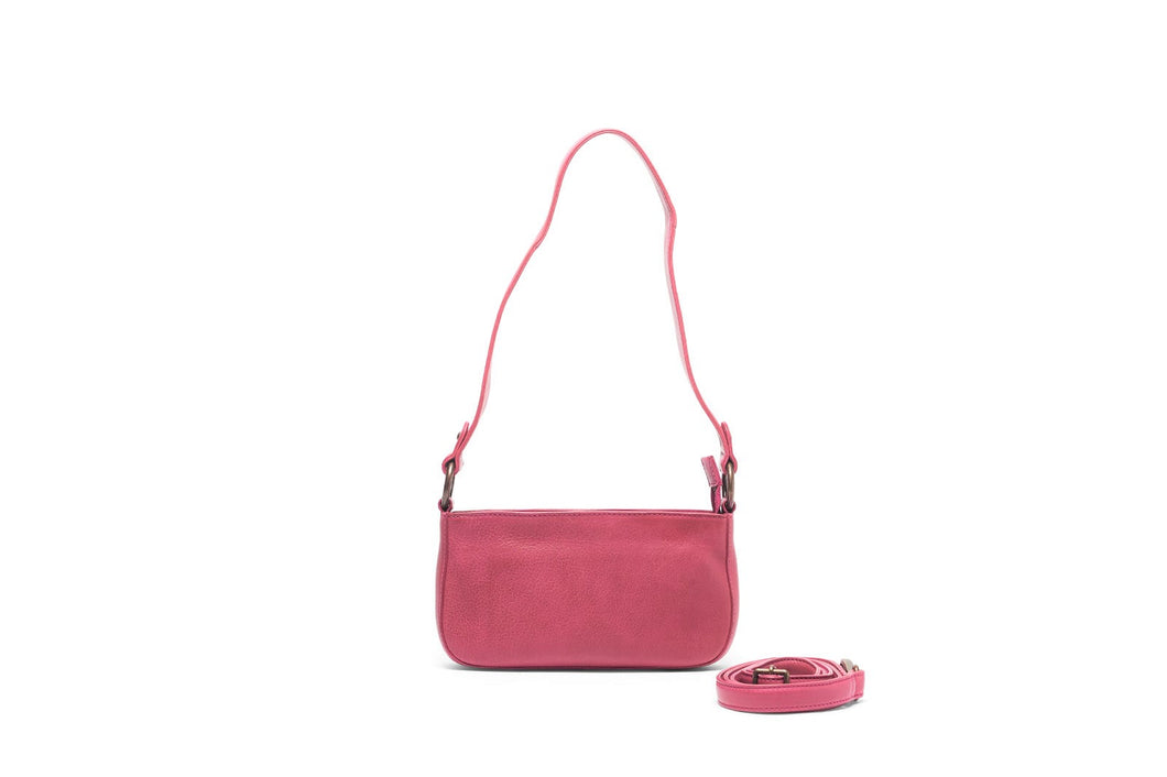Cecile Petite Shoulder Bag Soft Raspberry ~ Oran Leather
