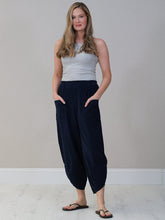 Load image into Gallery viewer, Italian Made Barrel Leg Corduroy Trousers ~ Navy
