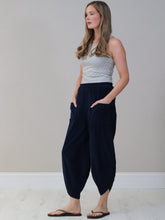 Load image into Gallery viewer, Italian Made Barrel Leg Corduroy Trousers ~ Navy
