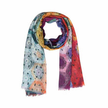 Load image into Gallery viewer, Rainbow Geometric Cotton/Modal Designer Scarf
