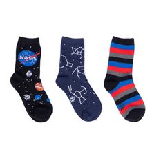 Load image into Gallery viewer, Solar System Kids Glow In The Dark Crew Socks Pack of 3~ Sock it to Me ~ Two Sizes
