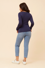 Load image into Gallery viewer, Caroline Morgan Viscose Stretch Top ~ Navy
