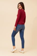 Load image into Gallery viewer, Caroline Morgan Viscose Stretch Top ~ Burgundy

