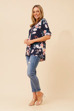 Load image into Gallery viewer, Caroline Morgan Viscose Print Top ~ Floral Navy
