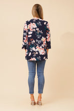 Load image into Gallery viewer, Caroline Morgan Viscose Print Top ~ Floral Navy
