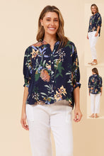 Load image into Gallery viewer, Caroline Morgan Viscose Print Top ~ Navy Garden
