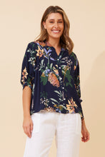 Load image into Gallery viewer, Caroline Morgan Viscose Print Top ~ Navy Garden
