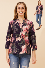 Load image into Gallery viewer, Caroline Morgan Viscose Print Top ~ Navy Bloom
