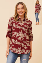 Load image into Gallery viewer, Caroline Morgan Viscose Print Top ~ Burgundy Dream
