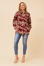 Load image into Gallery viewer, Caroline Morgan Viscose Print Top ~ Burgundy Dream
