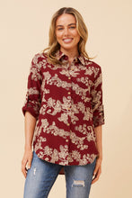 Load image into Gallery viewer, Caroline Morgan Viscose Print Top ~ Burgundy Dream
