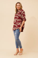 Load image into Gallery viewer, Caroline Morgan Viscose Print Top ~ Burgundy Dream
