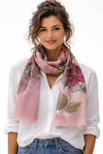Load image into Gallery viewer, Botanical Bloom Blush Pink ~ Cotton/Modal Wearable Art Scarf
