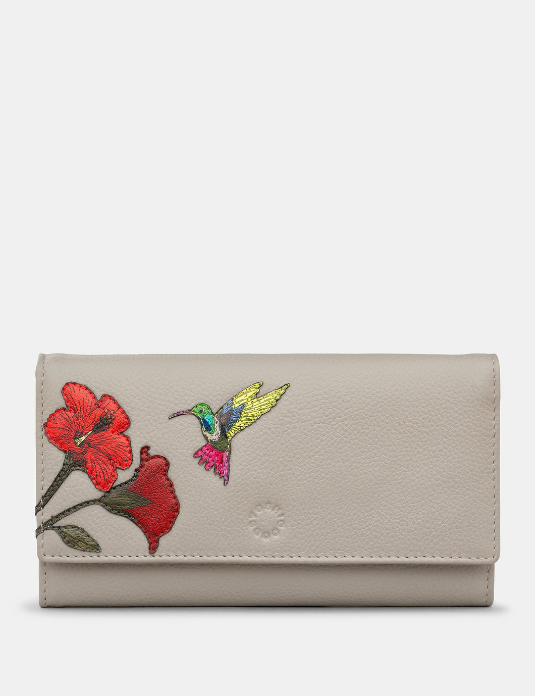 Petal & Feathers Hummingbird ~ Leather Flap Over Purse