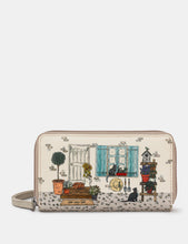 Load image into Gallery viewer, Country Cottage ~ Zip Round Leather Purse With Wrist Strap

