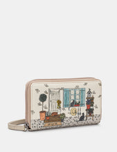 Load image into Gallery viewer, Country Cottage ~ Zip Round Leather Purse With Wrist Strap
