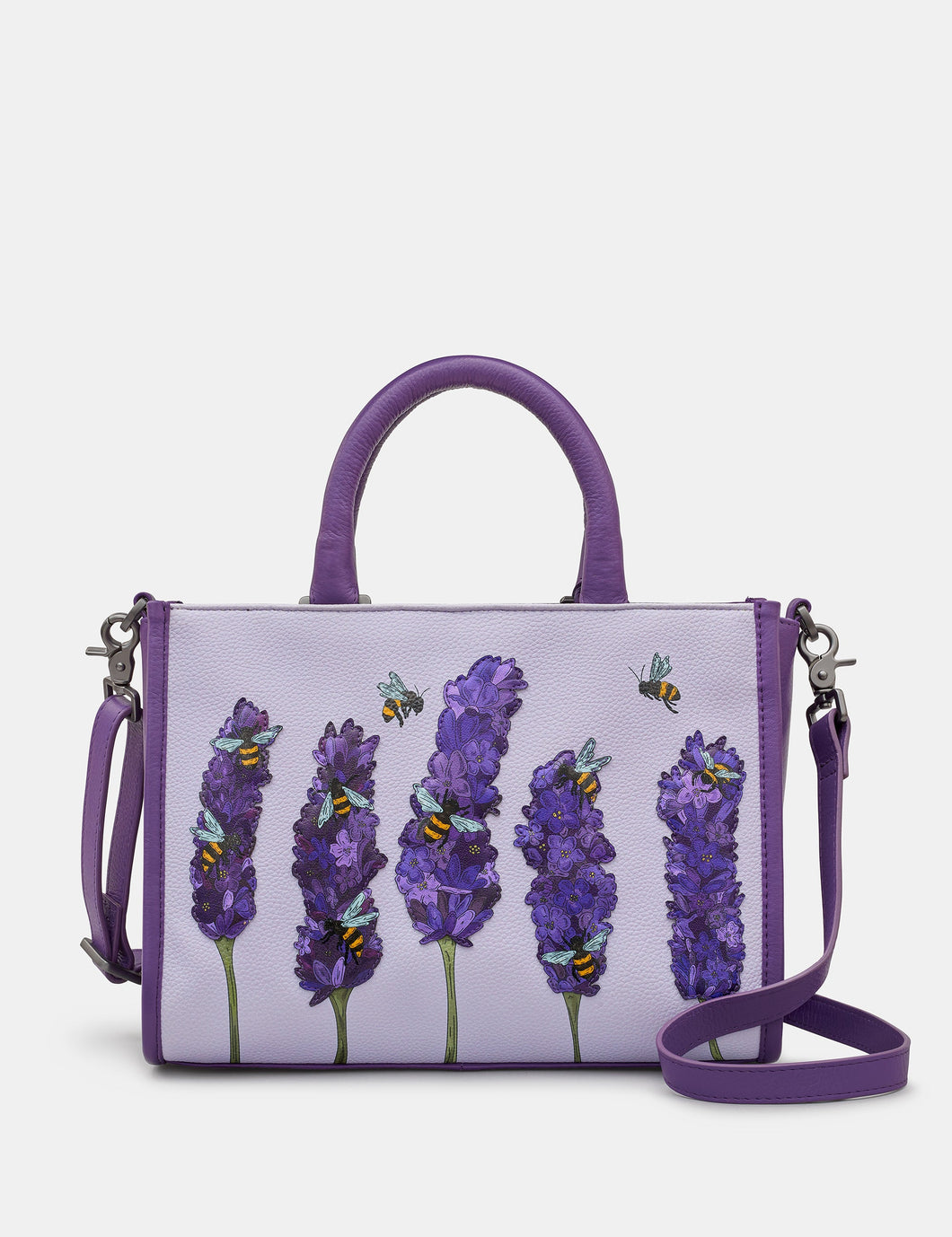 Bees Love Lavender ~ Plum Leather Grab Bag (Version 2)